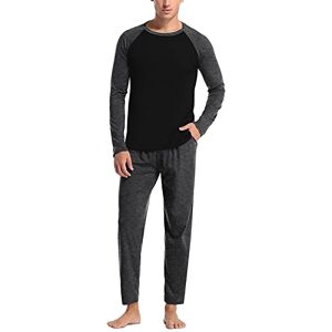 Darringls Pyjama long pour homme Ensemble pyjama en coton à manches longues avec poche Pantalon de pyjama deux pièces Ensemble de vêtements de nuit pour homme Long coton Pyjama à manches longues - - Publicité