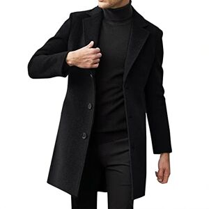 LOIJMK Veste d'hiver pour homme – Trench mi-long avec revers et fermeture à boutons – Veste thermique surdimensionnée unie – Manteau d'hiver décontracté nordique, Noir , XXXXL - Publicité