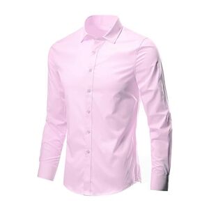 BOTCAM Chemise à manches longues pour homme Blanc En soie Tricot Sans repassage Coupe confortable Chemise en lin Manches longues Coupe droite Infroissable, Rose, L - Publicité