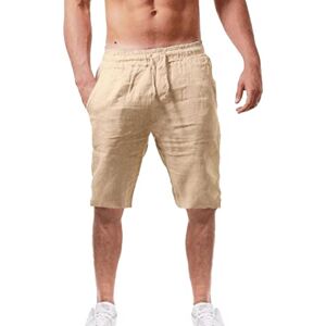 Générique Short bleu, tendance et décontracté pour homme En coton et lin Pour l'été, jaune, M - Publicité