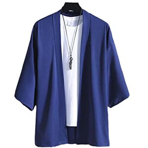 Bewellan Kimono japonais traditionnel japonais Yukata pour homme, chemise kimono bleu 4XL - Publicité