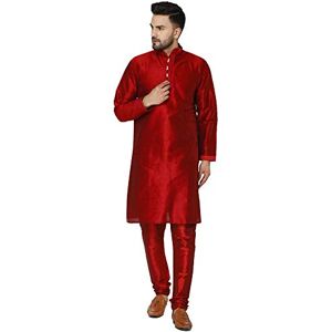 SKAVIJ Kurta Pyjama Robe De Fête Costume Homme (Rouge, X-Large) - Publicité