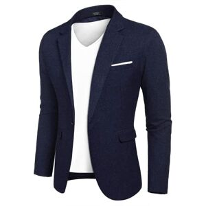 COOFANDY Veste de Costume pour Homme, Coupe cintrée, Jolie Pochette, col à Revers, 1 Bouton, Veste d'affaires, Bleu Marine, XL - Publicité