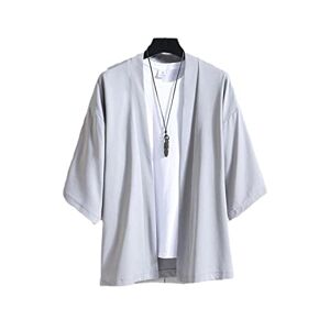 Bewellan Kimono japonais traditionnel japonais pour homme, vêtement de streetwear, chemise kimono gris, taille 5XL - Publicité