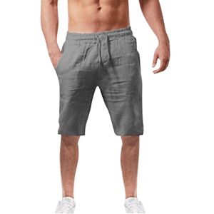 Générique Short bleu, tendance et décontracté pour homme En coton et lin Pour l'été, gris, S - Publicité