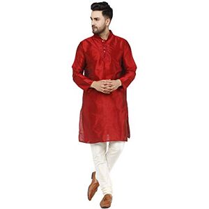 SKAVIJ Kurta Pyjama -Robe de Soirée Festive Costume Homme (Rouge, Large) - Publicité