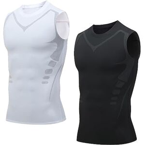 CoMmvc Ionic Shaping Vest, 2023 Nouvelle Version Chemise de Compression Débardeur Shapewear, Débardeur Confortable et Respirant for Homme (Color : Black+White, Size : XL) - Publicité