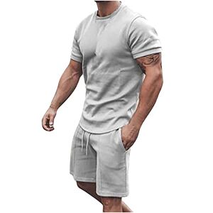 NUSGEAR 2 PièCes Costume DéContracté Manches Courtes Et Shorts Sets Mode Tenue VêTements Outfit T-Shirt ImpriméE Costume Court SurvêTements Homme ÉTé Ensemble Jogging Sports - Publicité