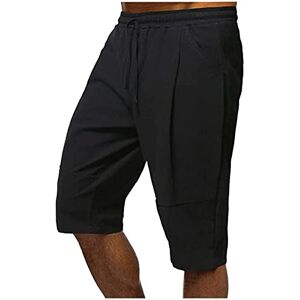 JUANMAO Short Homme Coton Lin, Bermuda Long Homme Été Shorts De Plage Vetement en Lin Pantalon Court Homme Pas Cher Sport Pantacourt Homme Leger Short De Survêtement Décontracté avec Poches - Publicité