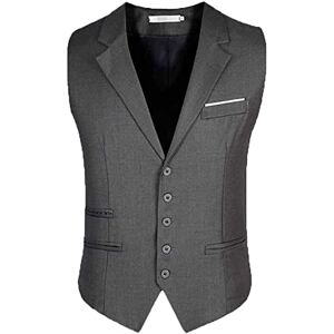 Grande Taille Hommes Costume Gilets Simple Style Simple Boutonnage Britannique Classique Mince Blazer Cou Robe Gilet Hommes Sans Manches Gilets (Color : GRAY, One Size : 6XL) - Publicité