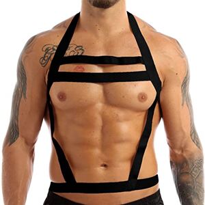 ranrann Musculaire Sexy Harnais de Poitrine Epaule Elastique Body Costume Clubwear Réglables Bretelle de Poitrine Maillot de Corps Bandage Lingerie Type F Noir Taille Unique - Publicité