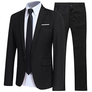 Allthemen Costume Homme d'affaire en cérémonie Mariage Veste et Pantalon Deux pièce Slim fit,Noir,XS - Publicité