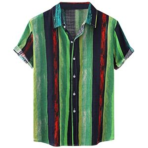 MINYA Chemise Hawaïenne Hommes Manche-Courte Poche-Avant Hawaiian-Imprimer Été Plage Palmiers Couleurs Variées, Chemise Hawaïenne à Manches Courtes Boutonnée pour Homme Motif Floral - Publicité