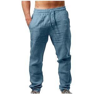 Générique Pantalon Lin Homme Été Pantalon Coton Lin Baggy Taille Elastique Léger Confortable Respirant Pantalons Large Décontracté Pantalon de Sport Jogging Yoga Plage Grande Taille Couleur Unie Pas Cher 224 - Publicité