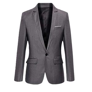 AnyuA Costume Homme Formel Slim Fit Elégant Classique d'affaire Blazer Gris L - Publicité