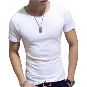 Runhomal T-Shirt à Manches Longues Homme Col V Tenue Slim Manches Courtes Tee Shirt Basiques Décontracté Stretch Chemise Sport Muscle S-3XL Type A Blanc M - Publicité