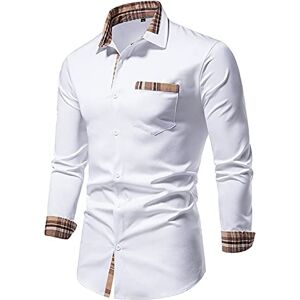 MINYA MINYIING Homme Chemise Pas Cher Manches Longues, Hommes Chemise sCarreaux Coutures Boutonné Chemise Décontractée Manches Longues Grande Taille - Publicité