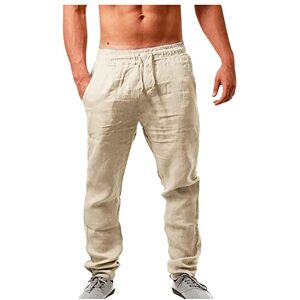 Générique Pantalon Coton Lin Homme Décontractés de Plage Léger Été Casual Yoga Pants avec Cordon Elastique Grande Taille Couleur Unie Pantalons de Jogging Sport Plage Travail Leger Respirant Pas Cher 224 - Publicité