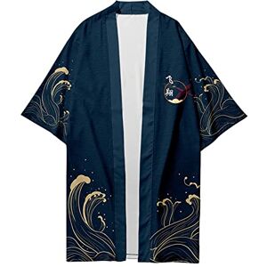 HAORUN Kimono japonais ample Yukata pour homme Style vintage, Bleu marine-2., Large - Publicité