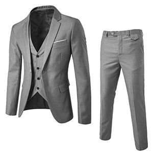 Générique Costume 2 pièces pour homme Costume slim 2 pièces Veste et pantalon Pour fête de mariage, gris, S - Publicité