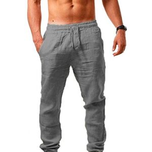 Générique Pantalon Lin Homme Été Pantalon Coton Lin Baggy Taille Elastique Léger Confortable Respirant Pantalons Large Décontracté Pantalon de Sport Jogging Yoga Plage Grande Taille Couleur Unie Pas Cher 224 - Publicité