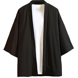 HAORUN Kimono japonais ample Yukata pour homme Style vintage, Noir court, X-Large - Publicité