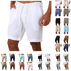 JUANMAO Short Homme Coton Lin, Bermuda Long Homme Été Shorts De Plage Vetement en Lin Pantalon Court Homme Pas Cher Sport Pantacourt Homme Leger Short De Survêtement Décontracté avec Poches 2024 - Publicité