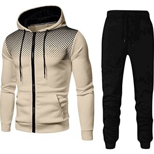 pvucpot Tenue Sport Homme Décontracté Hooded Survetement Pas Cher Ensemble Jogging Homme Sport Chic Veste Zippée Avec Capuche Pantalon Jogging De Sport (02 Kaki, M) - Publicité