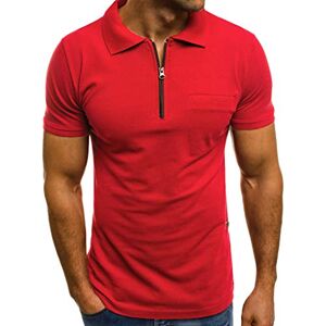 ZEZKT Polo à Manches Courtes Homme,Tee Shirt Homme Manches Courtes Tops avec Fermeture Éclair Homme Chemise Blouses Col Chemise Classique Tops de Sport Survêtements Sportswear Polos Été - Publicité