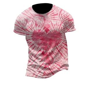 DGZTWLL Chemise pour homme avec motif imprimé tie-dye Coupe ajustée T-shirt à manches courtes Blanc, rose, Taille XL - Publicité