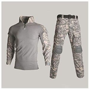 Homeilteds Tactique de Camouflage Costume vêtements Uniforme Militaire Les Hommes de l'Armée Vêtements Airsoft Militaire Combat Shirt + Cargo Pantalons Genouillères Waistcoat (Color : ACU, Size : M.) - Publicité