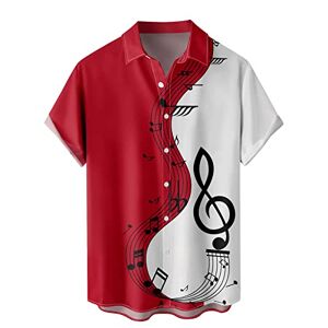 Nidddiv Chemises à revers pour homme adulte décontracté imprimé patchwork musique chemise à manches courtes chemises boutonnées pour homme tops chemisier d'été respirant t-shirt ample sweatshirts, - Publicité