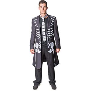 Thetru 2397 Veste pour homme squelette 2 pièces Veste cravate doublée fantôme cadavre zombie mort-vivant costume d'Halloween pour homme Costume d'Halloween pour homme Costume de carnaval Noir S - Publicité