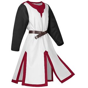 Caxndycing Tunique médiévale pour homme Tunique LARP Knight Jupe Cosplay Costume d'Halloween Costume médiéval Viking Renaissance Col montant, Z9 rouge (avec ceinture), L - Publicité