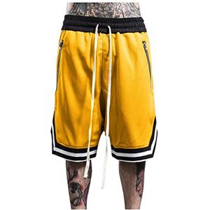 ORANDESIGNE Shorts de Basket Homme Séchage Rapide Shorts de Plage Respirant Outdoors Shorts de Sports Eté Bermuda Casual Pantalons de Survêtement A Jaune L - Publicité