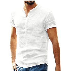 QZQZ Chemises Homme été Coton Lin Solide décontracté Grande Taille Chemise Ample Hommes col Rabattu LéGer Chemise à Manches Longues Polos pour Homme Top de Plage Classique Chemisette Homme - Publicité