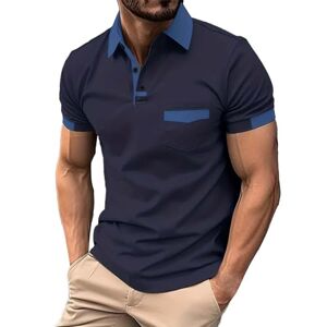 TDEOK Polo pour homme en coton à manches courtes avec poche poitrine T-shirt pour homme avec col Polo de golf Coupe droite Polo surdimensionné T-shirt de tennis Sweat-shirt pour homme T-shirt - Publicité