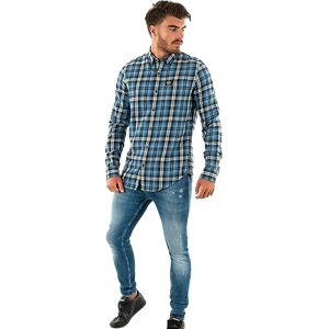 Superdry L/S Cotton Lumberjack Shirt, Burghley Check Blue, M Homme - Publicité