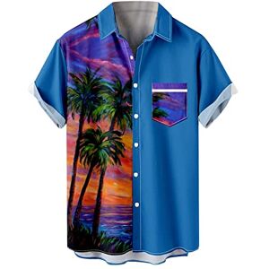 NUSGEAR Chemise Bowling hawaïenne à Manches Courtes pour Homme Style Vintage pour Le Camping et la Plage Chemisier à Manches Courtes pour Hommes, décontracté, avec Boutons imprimés et Poches. Publicité