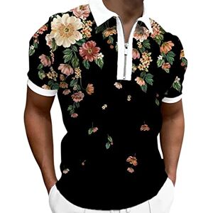 LAOSU Polo Manches Courtes Homme Hauts Printemps Été Streetwear Imprimé Grande Taille Col Zippe Mode Casual Vintage Tops Décontractés Sport Tee Shirt Confort Chic Golf Beau T-Shirt #199-noir M - Publicité