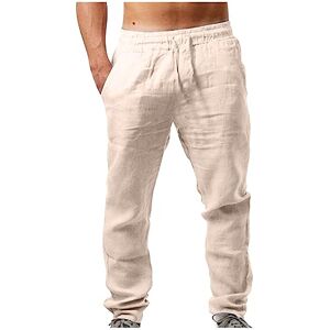 Générique Pantalon Lin Homme Été Pantalon Coton Lin Baggy Taille Elastique Léger Confortable Respirant Pantalons Large Décontracté Pantalon de Sport Jogging Yoga Plage Grande Taille Couleur Unie Pas Cher 224 - Publicité