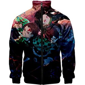 Piccodos Anime Impression 3D Kimetsu no Yaiba Tanjiro Kamado Pullover Cosplay Costume fermeture éclair Veste de Survêtement Manteau Gilet de transition Col Montant Unisexe Multicolore 3XL (Chest 134cm) - Publicité