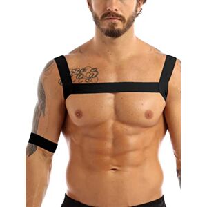 ranrann Musculaire Sexy Harnais de Poitrine Epaule Elastique Body Costume Clubwear Réglables Bretelle de Poitrine Maillot de Corps Bandage Lingerie Noir Taille Unique - Publicité