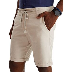 Leif Nelson Bermuda en lin pour homme Short en lin Short d'été pour garçon Pantalon de loisirs, beige, S - Publicité