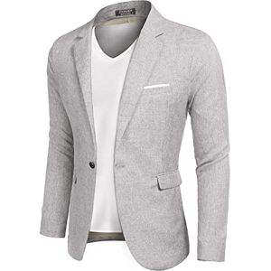 COOFANDY Blazer Sportif Regular Fit Veste Col Revers 1 Bouton Veste de Costume de Loisirs Costume Décontracté Grandes Tailles Gris Clair 3XL - Publicité