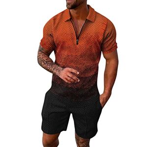 Générique Survetement Ensemble Homme Été Manche Courte Sport Deux Pièces Polo Imprimée Tee Shirt Court et Pantalon Ensemble Jogging Tops et Shorts Casual - Publicité