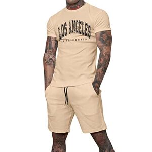 Tomwell Jogging Survêtement Homme 2 Pièces Été Décontracté à Manches Courtes Col Rond T-Shirt Imprimée et Short Sport Ensembles Casual Sportswear Homme Fitness Jogging B Kaki M - Publicité