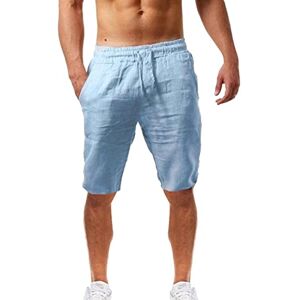 Générique Short bleu, tendance et décontracté pour homme En coton et lin Pour l'été, bleu, M - Publicité