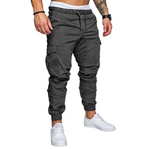 TOFOTL Pantalon Lin Homme Cordon avec Poche Couleur Uni Pantalon Classique Tactique Print Vêtement Extérieur Large Tenue Homme Pas Cher Tenue Ete Fête des pères Homme Jogging Gris foncé XXL - Publicité