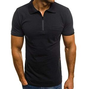 ZEZKT Polo à Manches Courtes Homme,Tee Shirt Homme Manches Courtes Tops avec Fermeture Éclair Homme Chemise Blouses Col Chemise Classique Tops de Sport Survêtements Sportswear Polos Été - Publicité